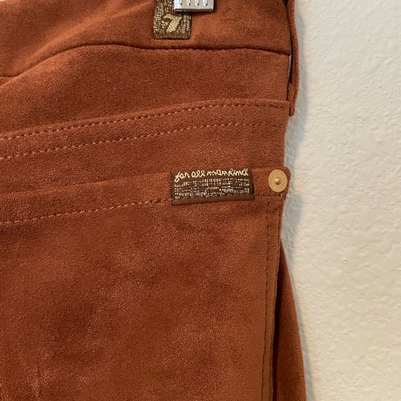 7 For All Mankind The Sueded Skinny Legging Pants, Stretch, Bohemian, Rust Color - Picture 3 of 9